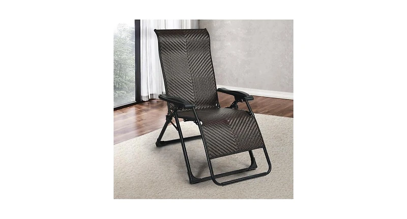 Slickblue 2PCS Patio Rattan Zero Gravity Lounge Chair