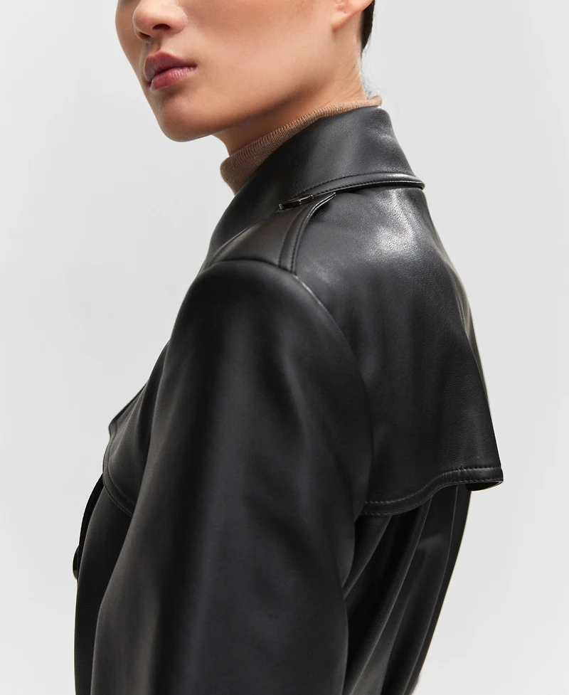 Mango Women's Leather-Effect Trench Coat