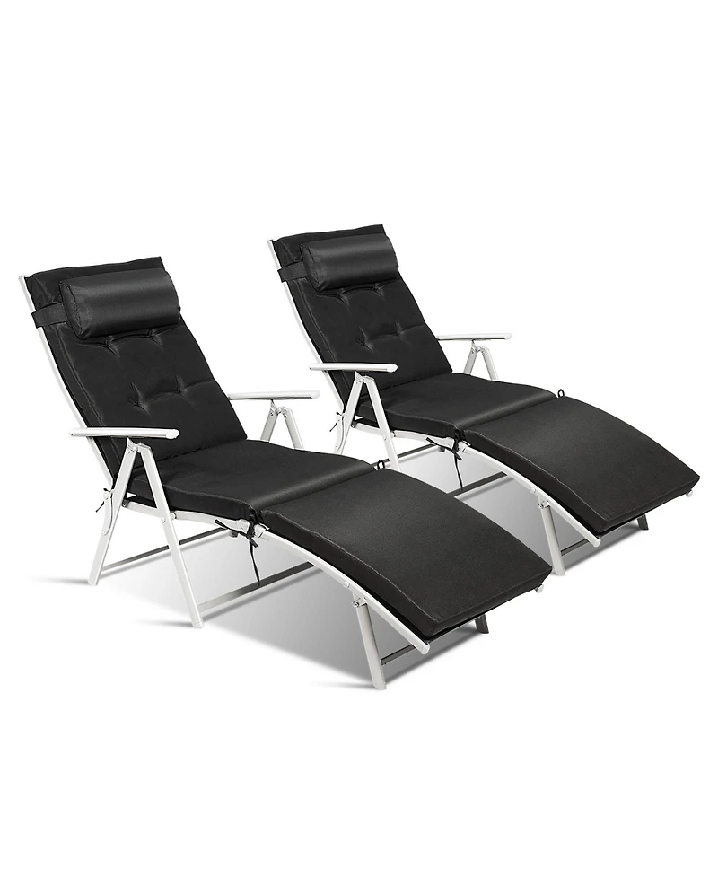 Slickblue Adjustable Outdoor Lightweight Folding Chaise Lounge Chair with Pillow