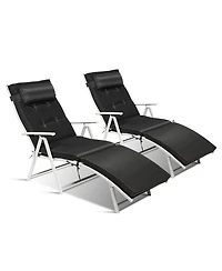 Slickblue Adjustable Outdoor Lightweight Folding Chaise Lounge Chair with Pillow