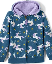 Lands' End Big Boys Husky Reversible High Pile Fleece Hoodie