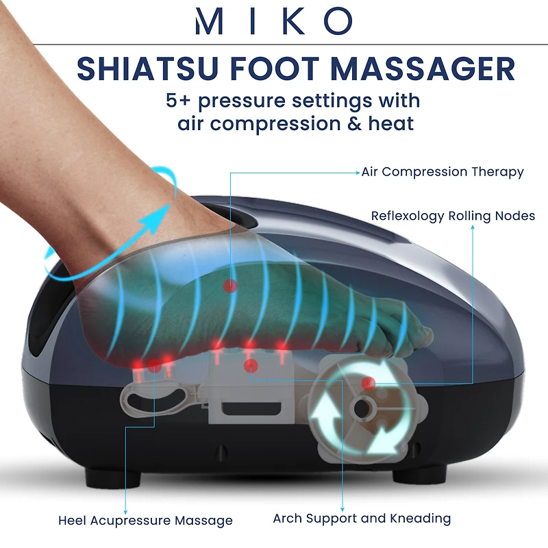 Miko Shiatsu Foot Massager Machine with Kneading and Switchable Heat