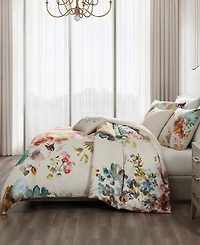 Bebejan Antique Flowers Ivory Bedding 200 Thread Count 100% Cotton Sateen 5 Piece Reversible King Comforter Set