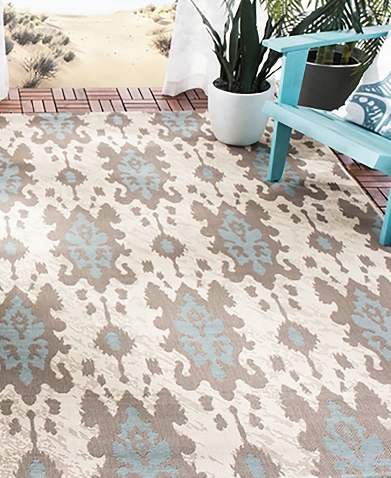 Safavieh Courtyard CY7276 Beige Dark Beige and Aqua Weft 8' x 11' Sisal Weave Outdoor Area Rug