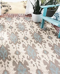 Safavieh Courtyard CY7276 Beige Dark Beige and Aqua Weft 8' x 11' Sisal Weave Outdoor Area Rug