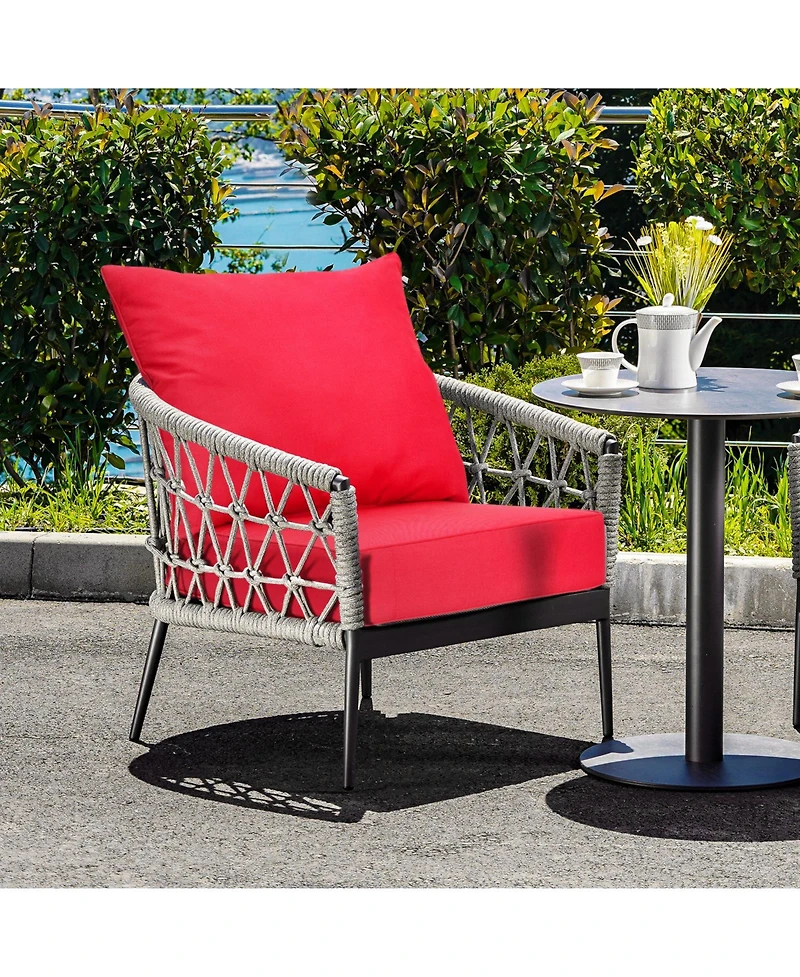 Slickblue Deep Seat Chair Cushion Pads Set with Rope Belts for Indoor and Outdoor