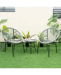 3 Pieces Patio Acapulco Furniture Bistro Set with Glass Table