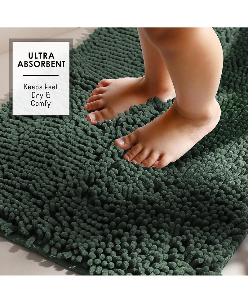 Ultra Soft Non-Slip Chenille Bath Rug - Quick Dry, Machine Washable Large 26”x44”