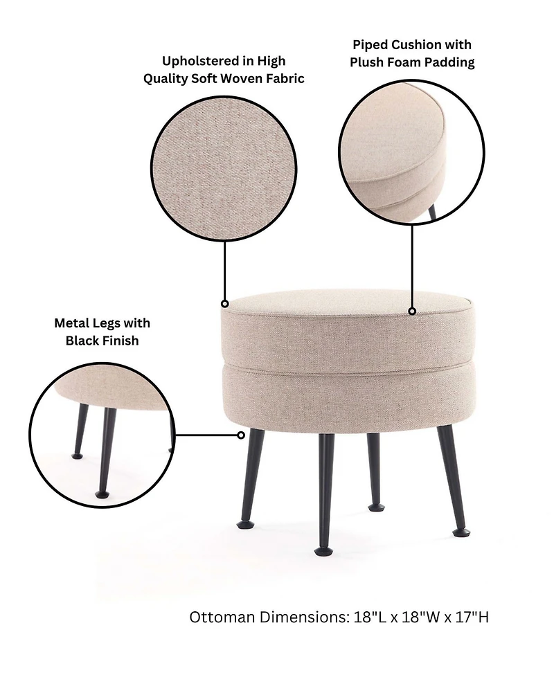 Manhattan Comfort Bailey 18.11" Woven Polyester Blend Upholstered Ottoman