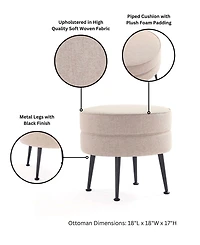 Manhattan Comfort Bailey 18.11" Woven Polyester Blend Upholstered Ottoman