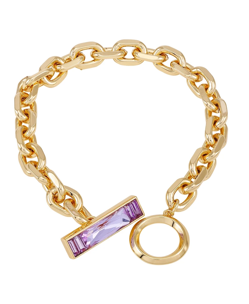 Vince Camuto Gold-Tone Glass Stone Toggle Chain Bracelet