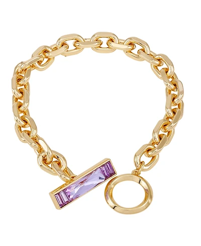 Vince Camuto Gold-Tone Glass Stone Toggle Chain Bracelet