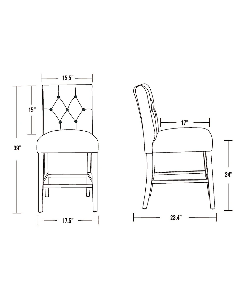 WestinTrends 24" Linen Fabric Tufted Counter Stool