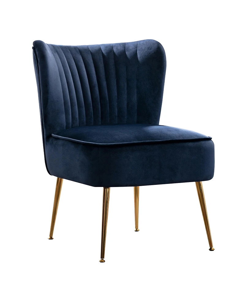 22" Wide Upholstered Tufted Velvet Accent Chair With Metal Leg