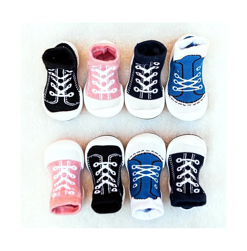 Komuello Infant Girl Boy Breathable Washable Non-Slip Sock Shoes Sneakers - Black