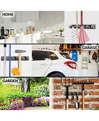 Wall Mount Mop Holder and Broom Hanger (5 Slots)