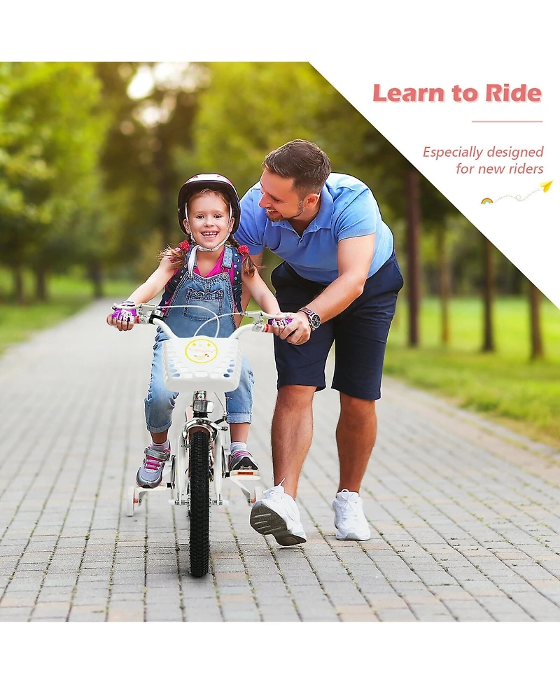 Gymax 18'' Kids Bike Toddlers Adjustable Freestyle Bicycle with Training Wheels