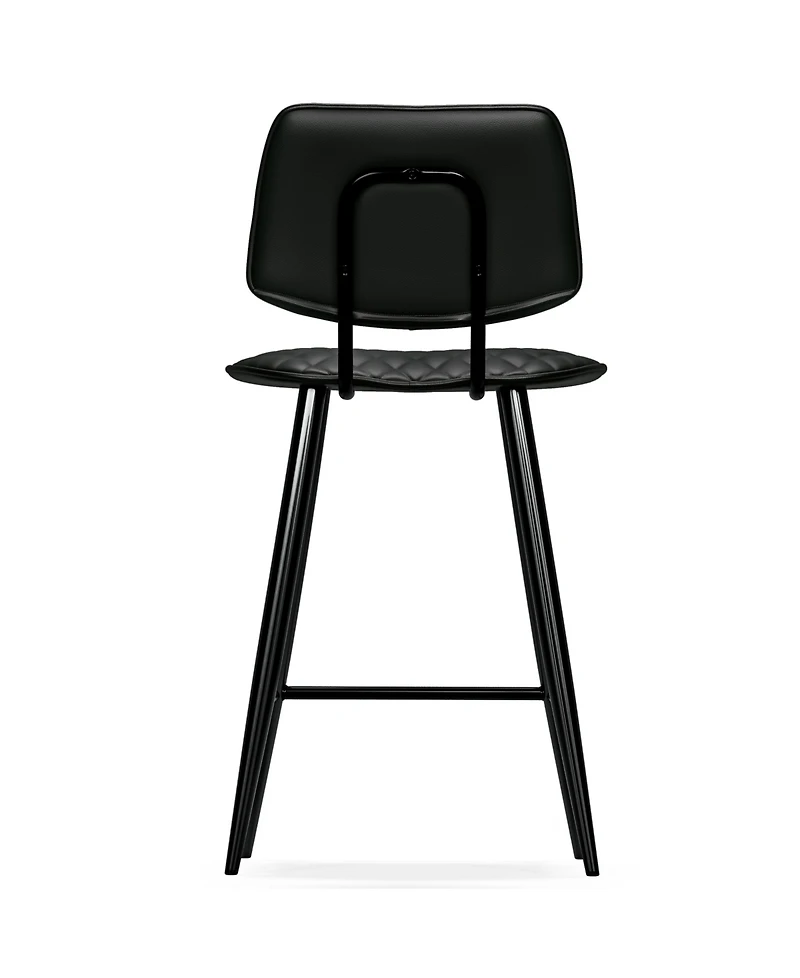 Simpli Home Raya Counter Height Stool (Set of 2) in Black Pu Leather