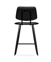 Simpli Home Raya Counter Height Stool (Set of 2) in Black Pu Leather