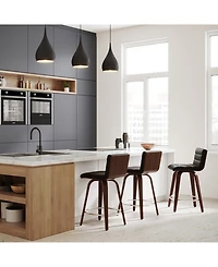 Simpli Home Roland Counter Height Stool in Black Pu Leather
