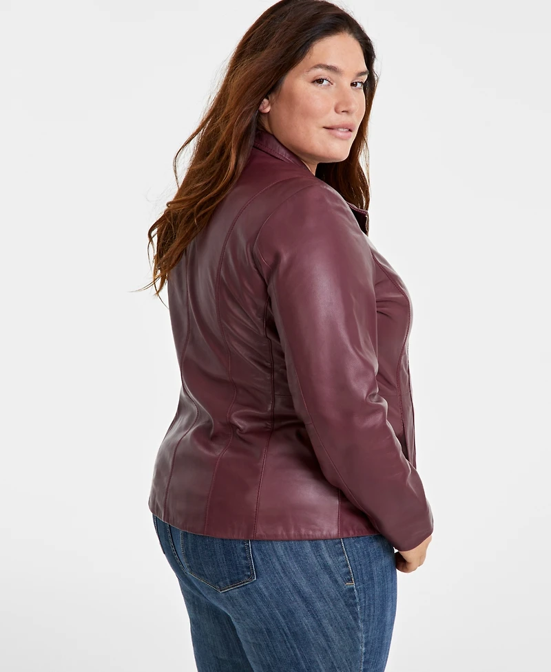 Cole Haan Womens Plus Size Leather Jacket