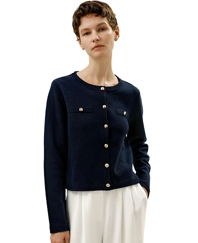 Lilysilk Women's Wool Button-Front Sweater Lady Jacket