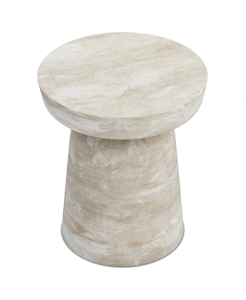 Simpli Home Robbie Solid Mango Wood Accent Table in Distressed White Wash