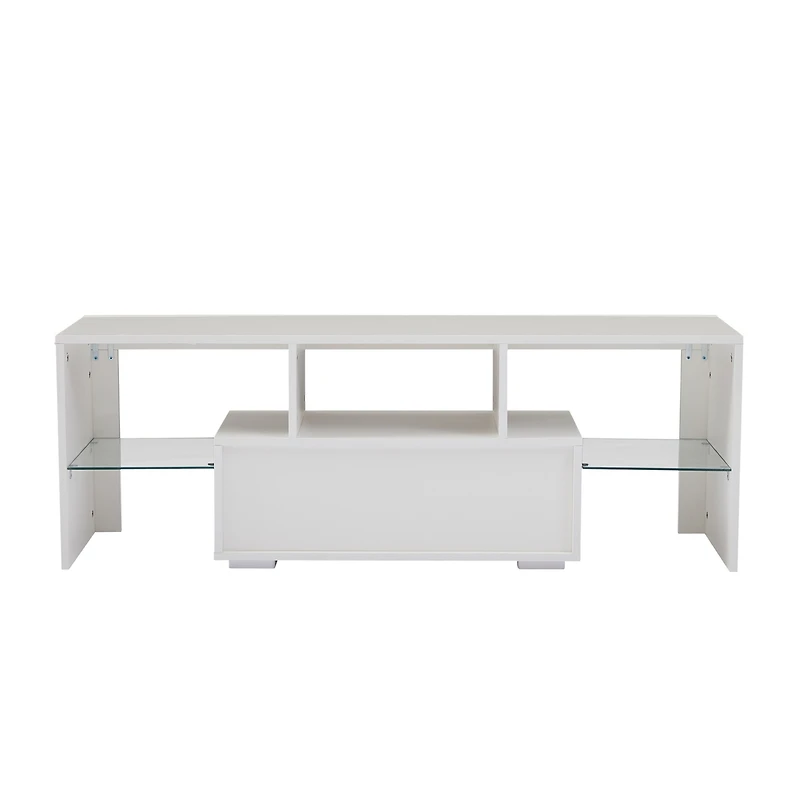Simplie Fun Modern Tv Stand With Led Lights, High Glossy Front Tv Cabinet