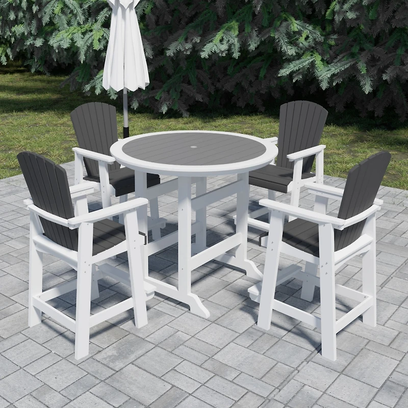 Streamdale 5-Piece Outdoor Bar Table & Chairs Set with Adirondack Chairs