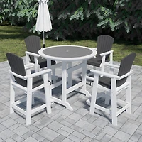 Streamdale 5-Piece Outdoor Bar Table & Chairs Set with Adirondack Chairs