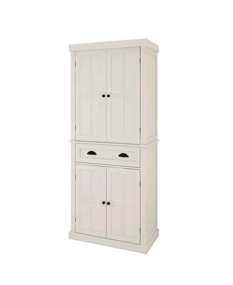 Streamdale Furniture Four-Door, One-Drawer Cabinet, Field Grid Model-White