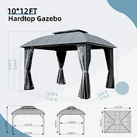 Streamdale 10'X12' Permanent Hardtop Gazebo with Curtains & Netting