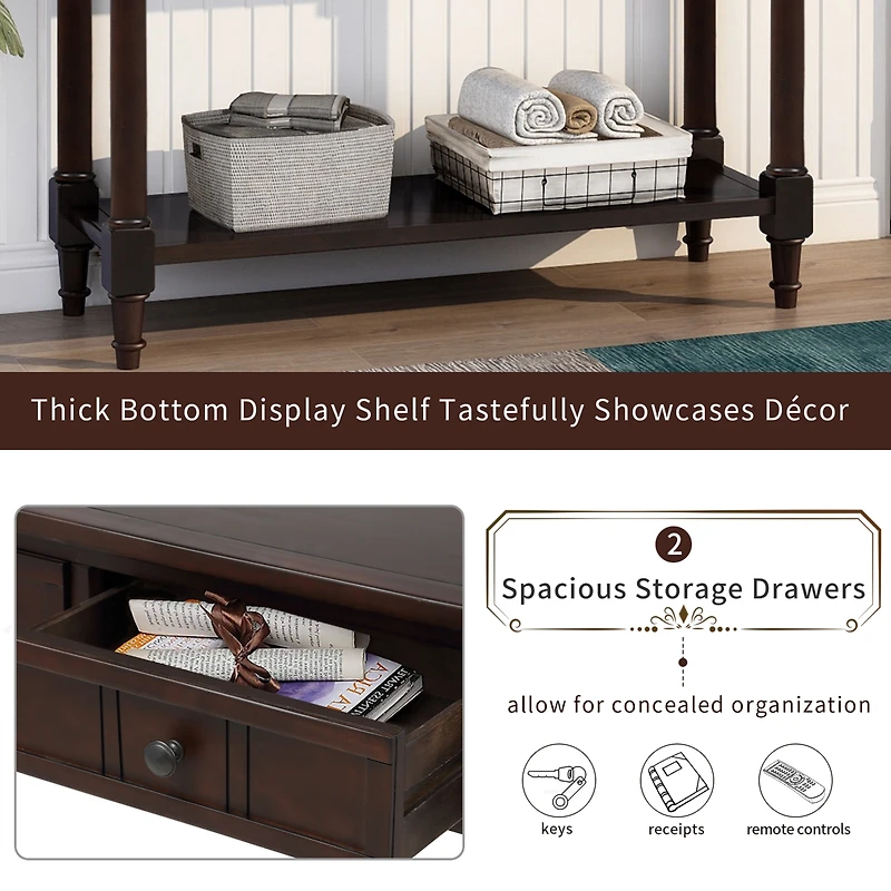 Streamdale Furniture Daisy Series Console Table Traditional Design With Two Drawers And Bottom Shelf