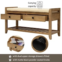 Streamdale Multipurpose Entryway Bench with Cushioned Seat and Drawers