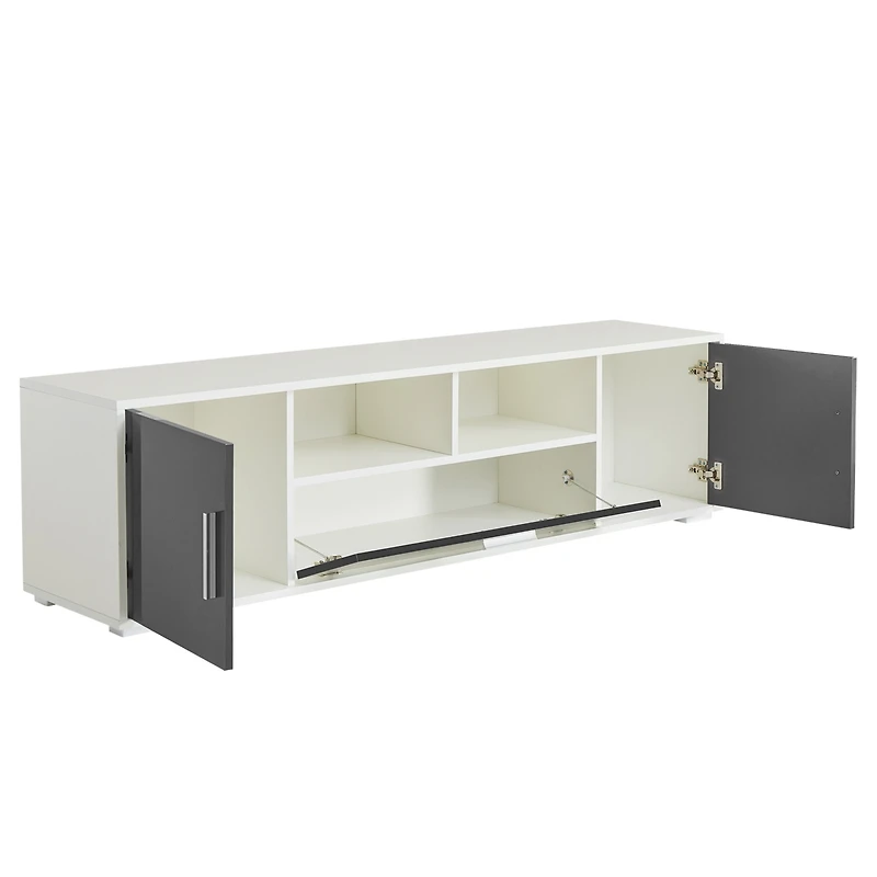Streamdale Furniture 20 Minutes + Modern Tv Stand With Led Lights, High Glossy Front Tv Cabinet