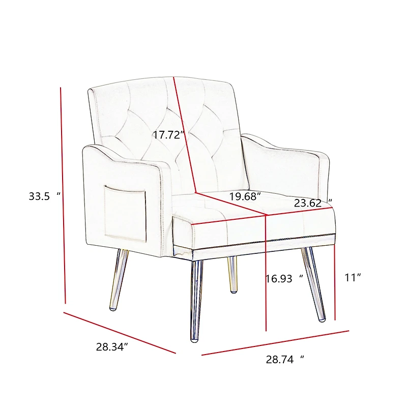 Streamdale Furniture Velvet Armchair With Metal Legs