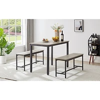 Streamdale Furniture Industrial Style Dining Set with Benches, Counter, and Chairs