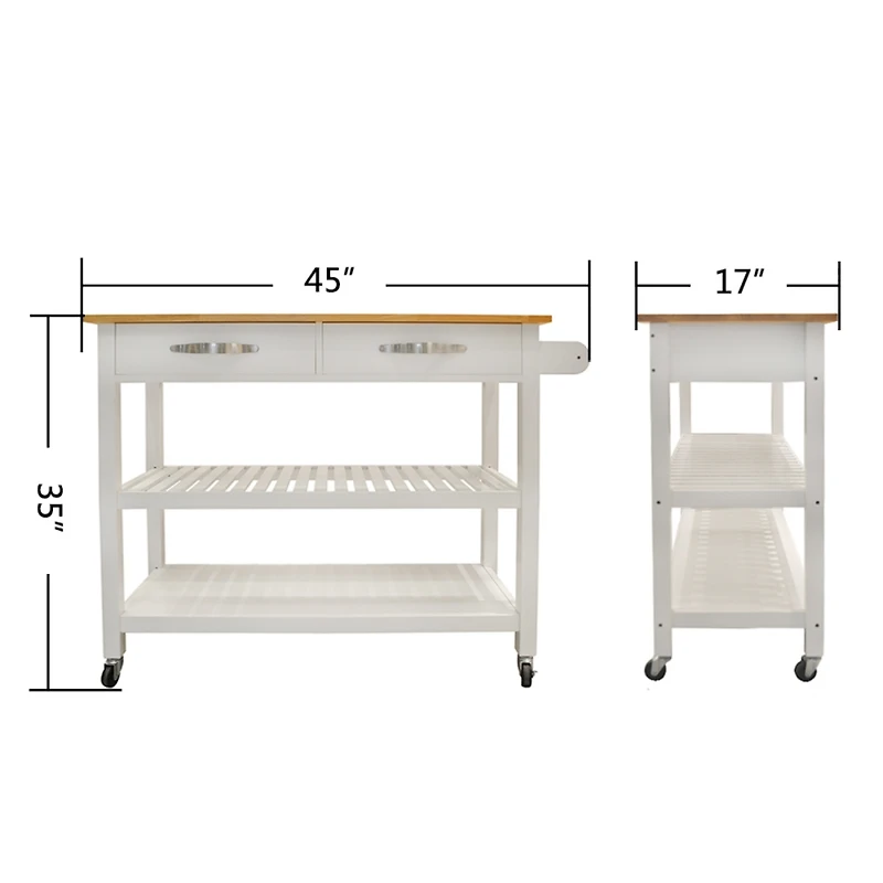 Streamdale Mobile Kitchen Island with Rubberwood Top