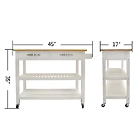 Streamdale Mobile Kitchen Island with Rubberwood Top