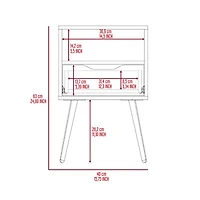 Streamdale Furniture Otom Nightstand, Superior Top, One Open Shelf, One Drawer, Four Legs - Dark Walnut