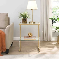 Streamdale Furniture Golden Side Table, 2-Tier Acrylic Glass End Table For Living Room Bedroom