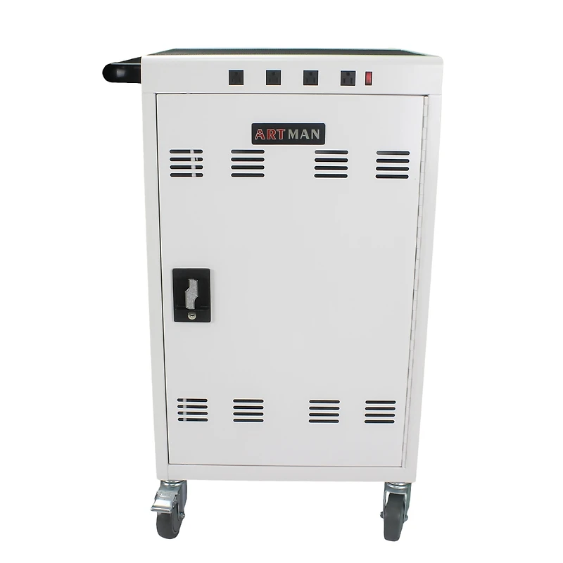 Streamdale Furniture Mobile Charging Cart And Cabinet For Tablets Laptops 31+4-Device With Extra 4 Bits Power Strip-White