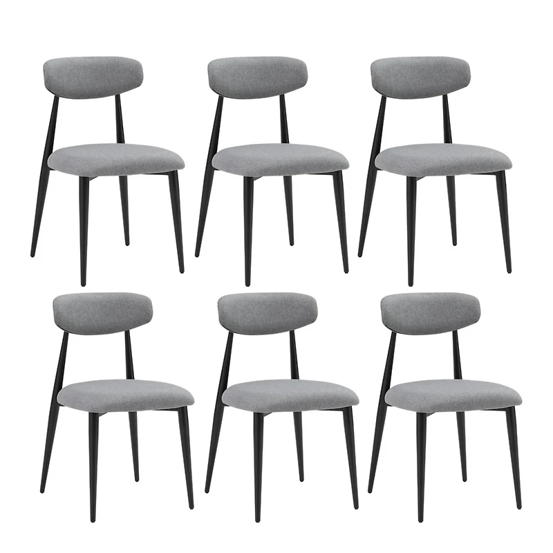 Streamdale Grey Upholstered Dining Chairs (6), Metal Legs