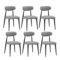 Streamdale Grey Upholstered Dining Chairs (6), Metal Legs