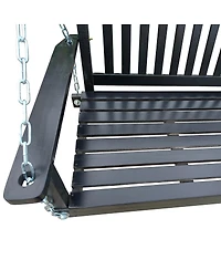 Simplie Fun Outdoor Wood Bench Swing with Armrests
