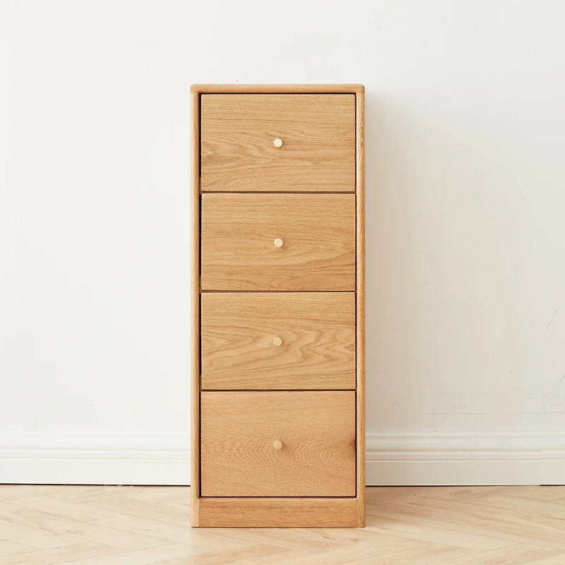 Streamdale Furniture Oak Bedside Storage Cabinet - Free-Standing, Four Drawers