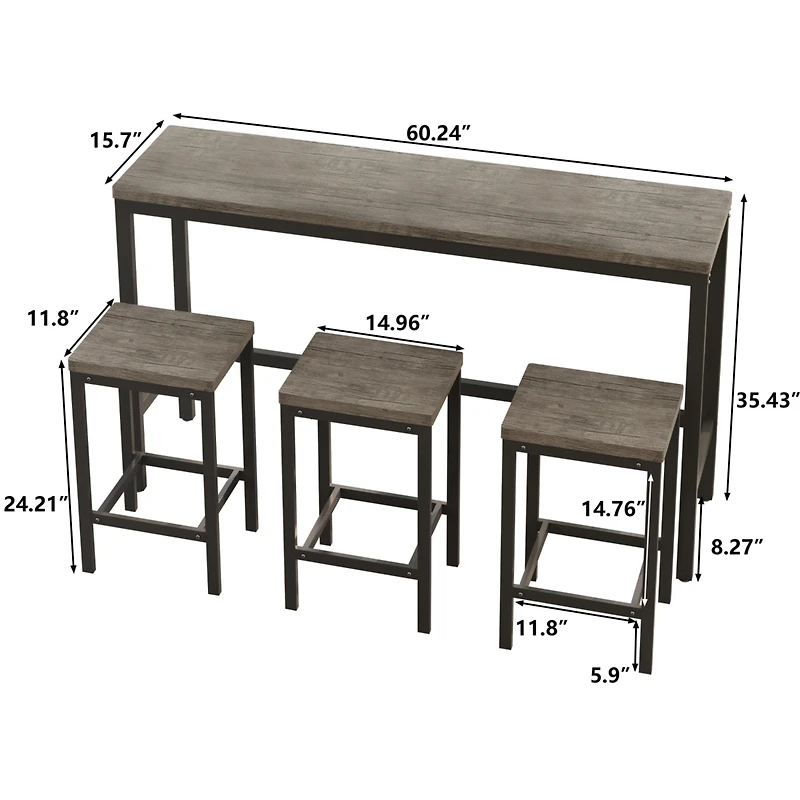 Simplie Fun Modern Dining Table Set with Assembly, Brown Gray