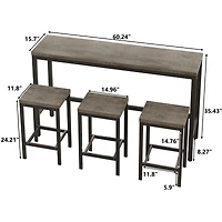 Simplie Fun Modern Dining Table Set with Assembly, Brown Gray