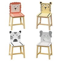 Streamdale Furniture 5 Piece Kiddy Table And Chair Set, Kids Wood Table With 4 Chairs Set Cartoon Animals