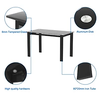 Streamdale Furniture Modern Tempered Glass Dining Table, Simple Rectangular Metal Table Legs Living Room Kit